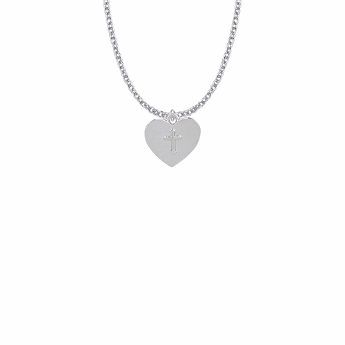 5/8 Inch "Mommy & Me" Silver Heart Necklace with April Birthstone