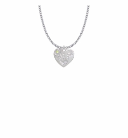 5/8 Inch "Mommy & Me" Silver Heart Necklace with August Birthstone