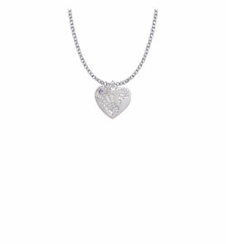 5/8 Inch "Mommy & Me" Silver Heart Necklace with February Birthstone