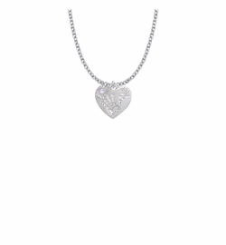 5/8 Inch "Mommy & Me" Silver Heart Necklace with June Birthstone