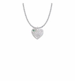 5/8 Inch "Mommy & Me" Silver Heart Necklace with May Birthstone
