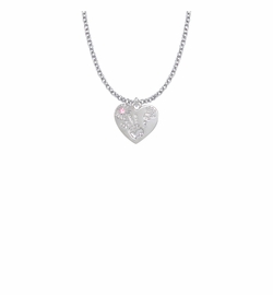5/8 Inch "Mommy & Me" Silver Heart Necklace with October Birthstone