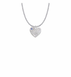 5/8 Inch "Mommy & Me" Silver Heart Necklace with September Birthstone