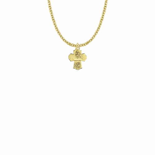 5/8 Inch Pewter 14K Gold Plated First Communion Five Way Medal