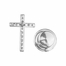 5/8 Inch Polished Sterling Silver Cross Pin With Cubic Zirconia Stones And Spring Loaded Quality Clutch 