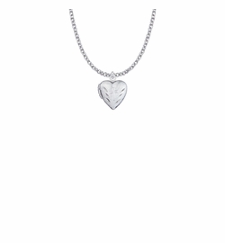 5/8 Inch Silver Plated Heart Locket Necklace with Etched Cross