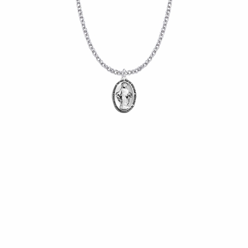 5/8 Inch Sterling Silver Antiqued Oval Miraculous Medal