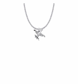 5/8 Inch Sterling Silver Dove and Olive Branch Necklace