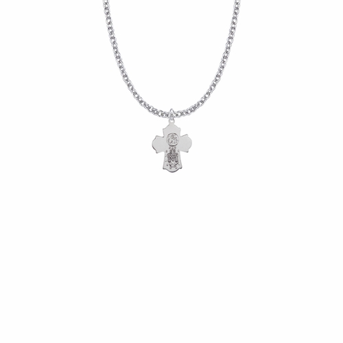 5/8 Inch Sterling Silver First Communion Four Way Medal