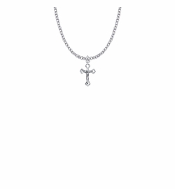 5/8 Inch Sterling Silver Small Pierced Crucifix Necklace