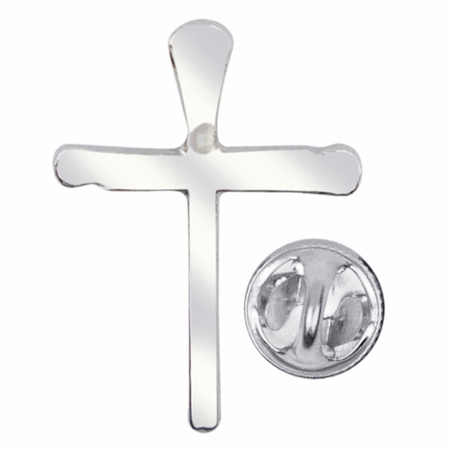 5/8 x 1/2 Inch Silver Nail Ends Cross Lapel Pin