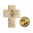 5/8 x 1/4 Gold Enameled Cross Lapel Pin with Mustard Seed