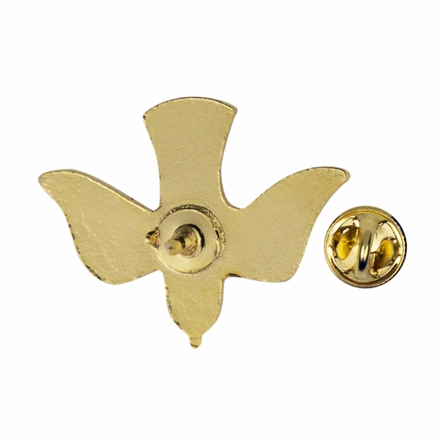 5/8 x 3/4 Inch Gold and Red Enameled Descending Dove Lapel Pin