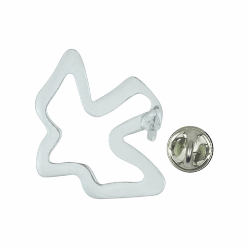 5/8 x 3/4 Inch Silver Outlined Descending Dove Lapel Pin