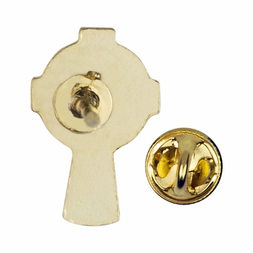 5/8 x 5/16 Inch Gold Enameled Celtic Cross Lapel Pin