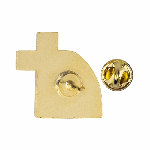 5/8 x 5/8 Inch Gold Enameled Cross and Rainbow Lapel Pin