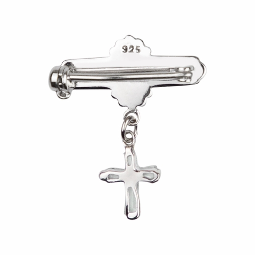 5/8 x 5/8 Inch Sterling Silver April White Crystal Birthstone Cross Bar Pin