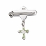5/8 x 5/8 Inch Sterling Silver August Peridot Birthstone Cross Bar Pin