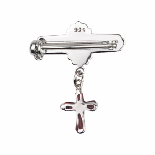 5/8 x 5/8 Inch Sterling Silver Garnet January Birthstone Cross Bar Pin