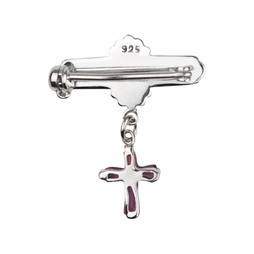 5/8 x 5/8 Inch Sterling Silver July Ruby Birthstone Cross Bar Pin