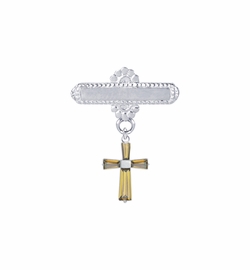 5/8 x 5/8 Inch Sterling Silver November Topaz Birthstone Cross Bar Pin
