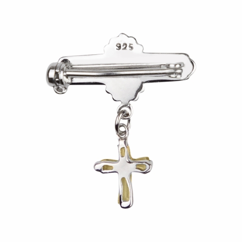 5/8 x 5/8 Inch Sterling Silver November Topaz Birthstone Cross Bar Pin