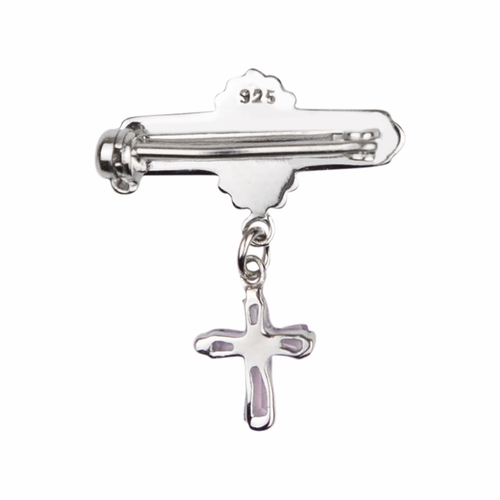 5/8 x 5/8 Inch Sterling Silver October Rose Birthstone Cross Bar Pin