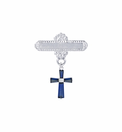 5/8 x 5/8 Inch Sterling Silver September Sapphire Birthstone Cross Bar Pin
