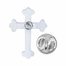 5/8  x 7/16 Inch Silver Budded Ends Cross Lapel Pin