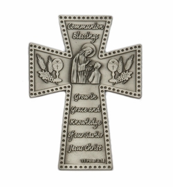 5" Fine Pewter Hand Finished  Communion "Grace" Wall Cross