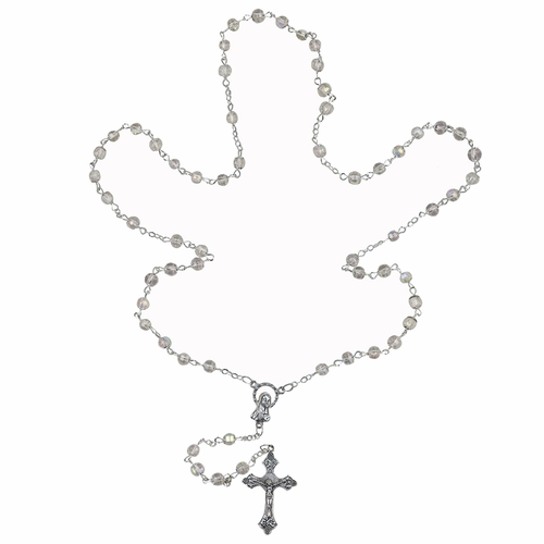 5mm Capped Glass Crystal Bead Rosary with Crucifix and Madonna Center