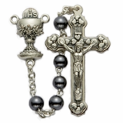 5mm Imitation Hematite Bead Communion Chalice Center Rosary