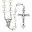 5mm Imitation Pearl Heart Bead Communion Rosary with Crucifix and Madonna Center