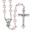 5mm Pink Heart Bead Communion Rosary with Crucifix and Madonna Center