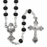 5mm Round Black Wood Bead Rosary with Crucifix and Chalice Center