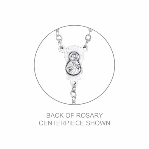 5mm Square Black Wood Bead Rosary with Crucifix and Madonna with Baby Center