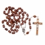 5mm Square Light Brown Wood Bead Rosary with Crucifix and Madonna with Baby Center