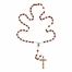 5mm Square Light Brown Wood Bead Rosary with Crucifix and Madonna with Baby Center