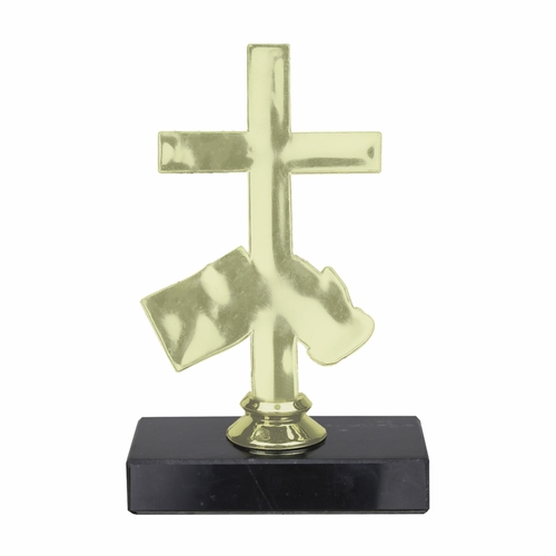 6-1/4 Inch "Proud Christian Student" Cross Trophy On Black Marble Base 