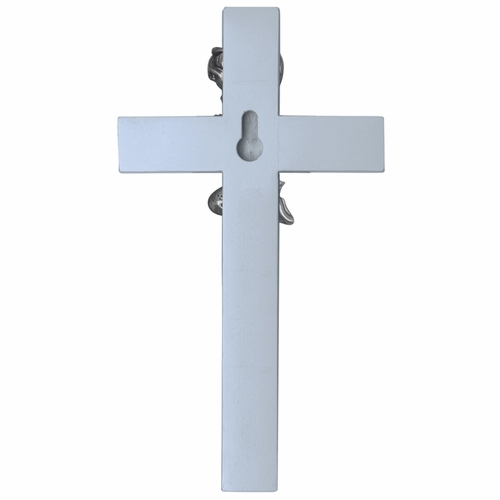 6-3/4 Inch Painted Blue Wood Praying Boy Wall Cross