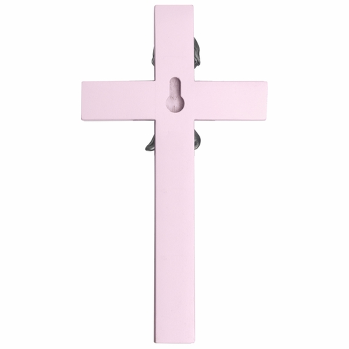 6-3/4 Inch Painted Pink Wood Praying Girl Wall Cross
