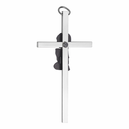 6 Inch Silver Plated and Pewter Baby Boy Wall Cross