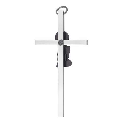 6 Inch Silver Plated and Pewter Baby Girl Wall Cross