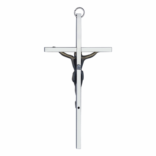 6 Inch Silver Plated Metal with Gold Corpus Wall Crucifix