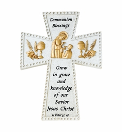 6 Inch Stone Resin First Communion Boy Blessings Wall Cross
