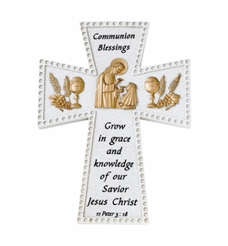 6 Inch Stone Resin First Communion Girl Blessings Wall Cross