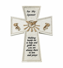 6 Inch Stone Resin "For My Sponsor" Confirmation Wall Cross