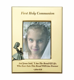 6 x 8-1/2 Inch Gold Plated First Holy Communion Girl Photo Frame
