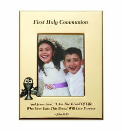 6 x 8-1/2 Inch Gold Plated First Holy Communion Photo Frame