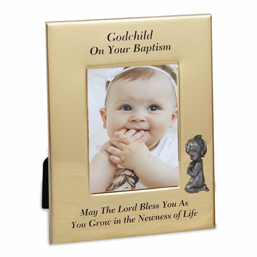6 x 8 Inch Metal Girl Godchild Baptism Photo Frame